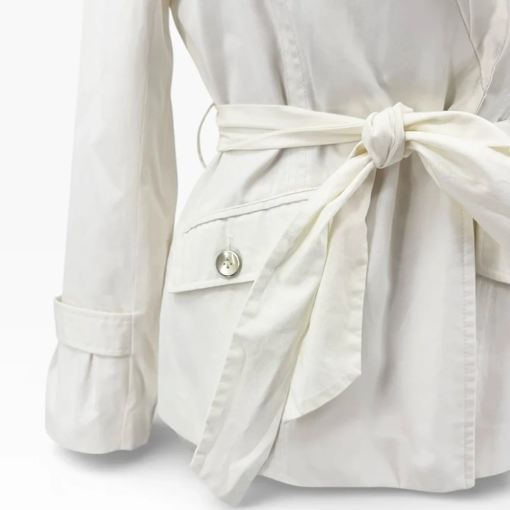 WHBM Belted Waist Winter White Jacket - Picture 3 of 6